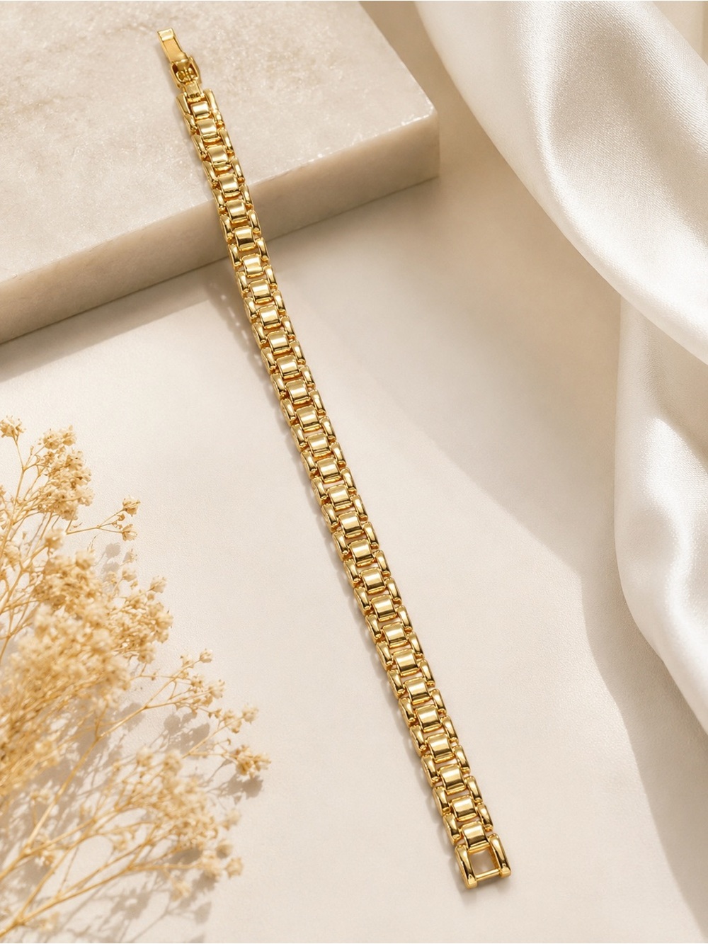 14K Gold Filled Box Link Bracelet. Unisex. Stamped.